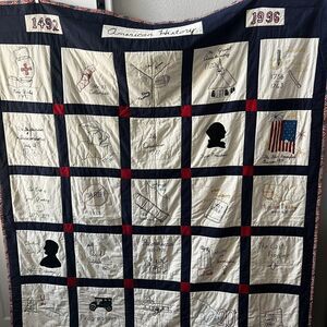1990's handmade quilt hand appliqué American History Competition piece 72x88